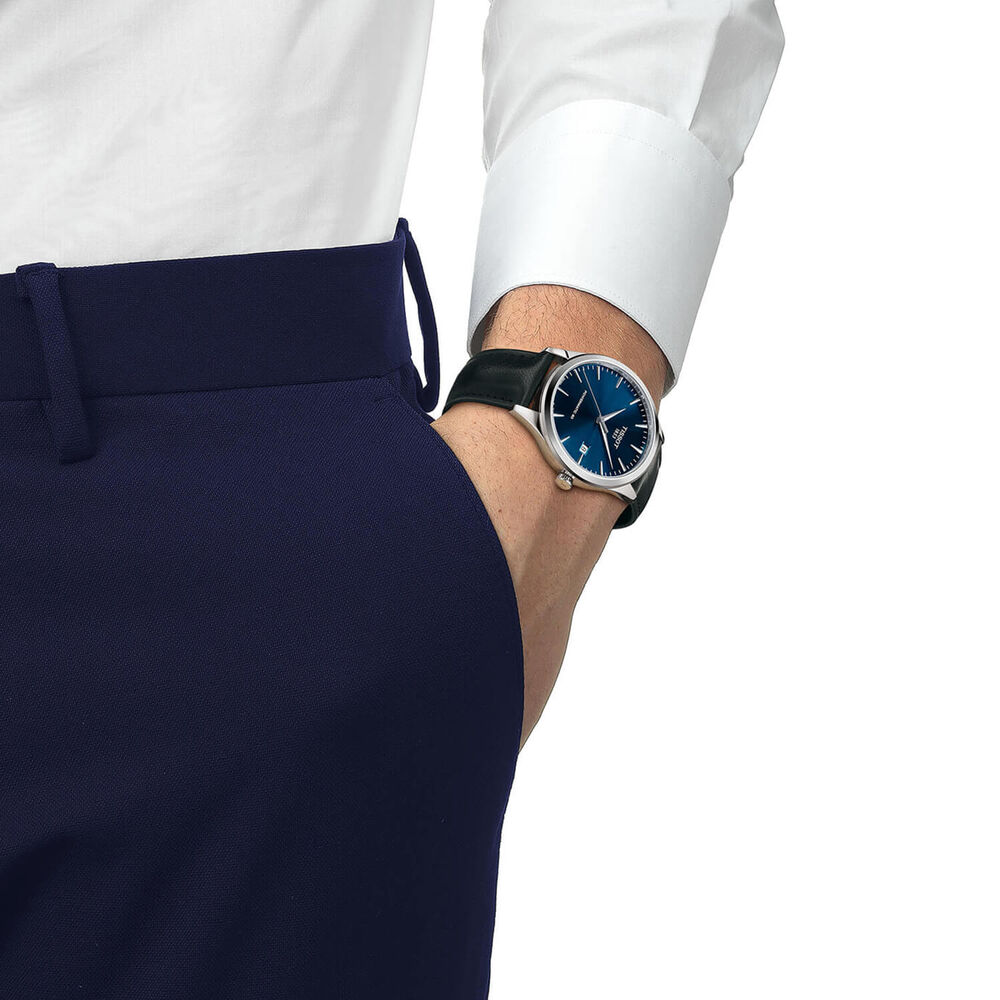 Tissot Classic Dream 40mm Blue Dial Black Leather Strap Watch image number 3