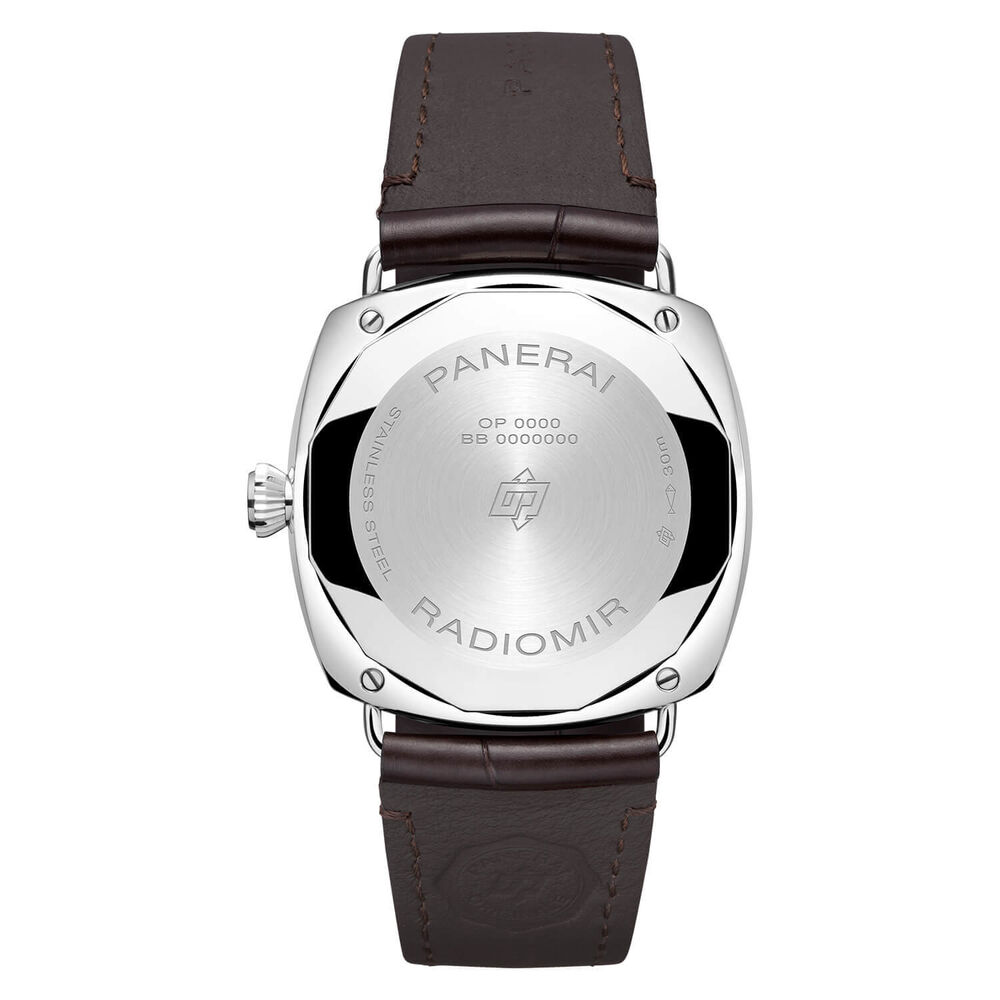 Panerai Radiomir Quaranta 40mm White Dial Rose Gold Indexes Brown Strap Watch image number 2