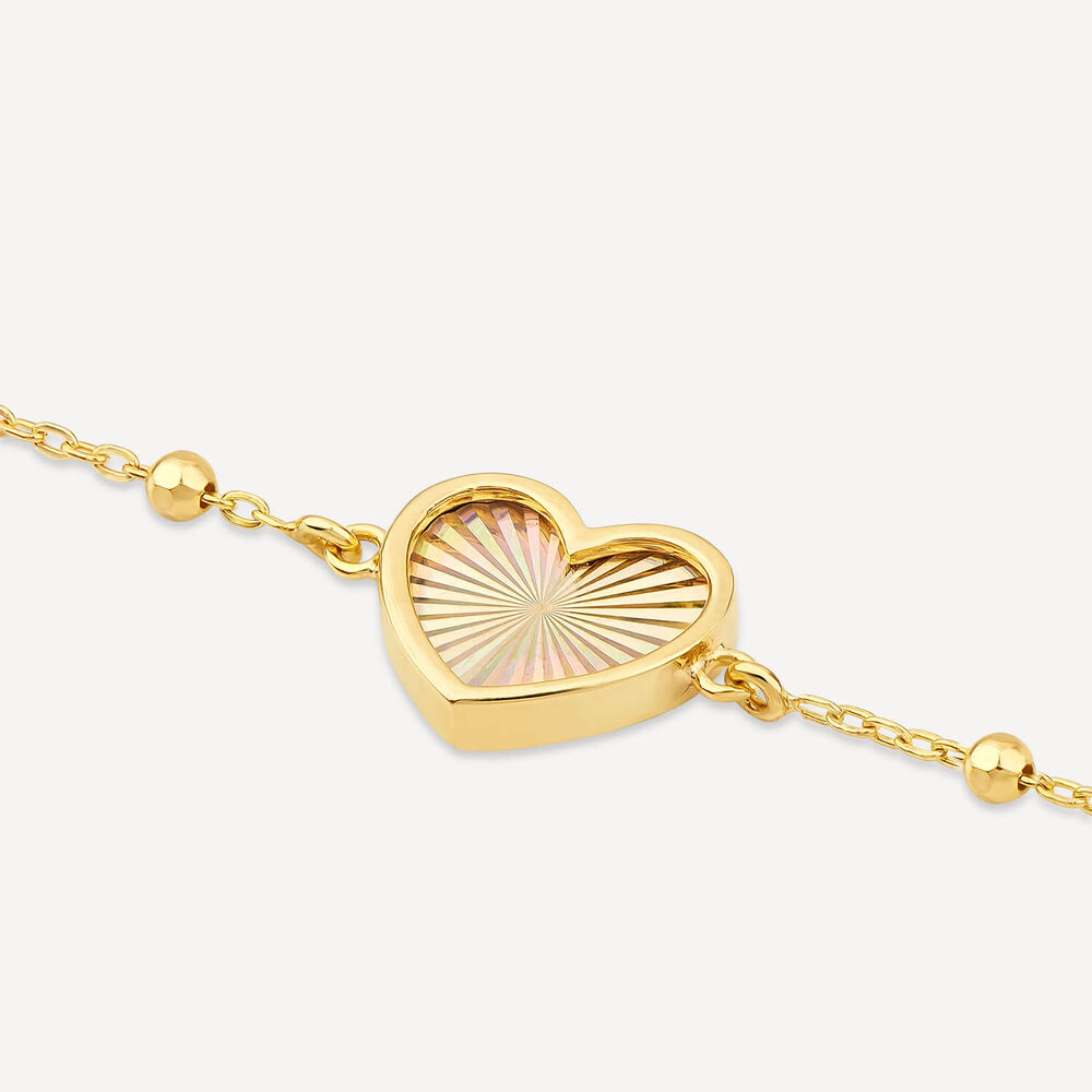 9ct Yellow Gold Heart Beaded Bracelet image number 2