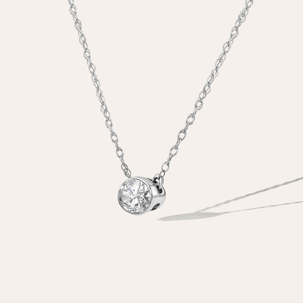 Born Kissed with Diamonds 9ct White Gold Lab Grown 0.20ct Oval Diamond Pendant