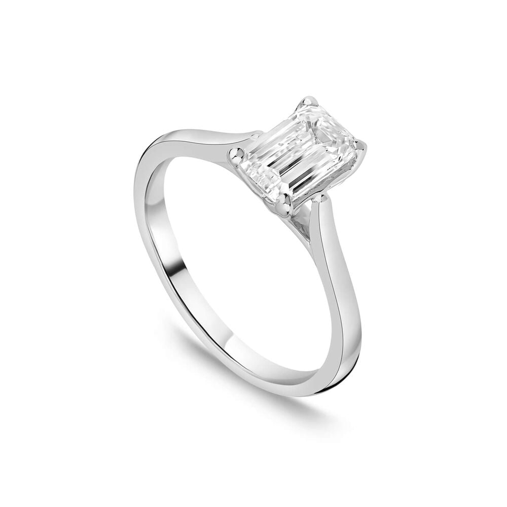 Born Platinum 1.50ct Lab Grown Emerald Cut Diamond Ring image number 0
