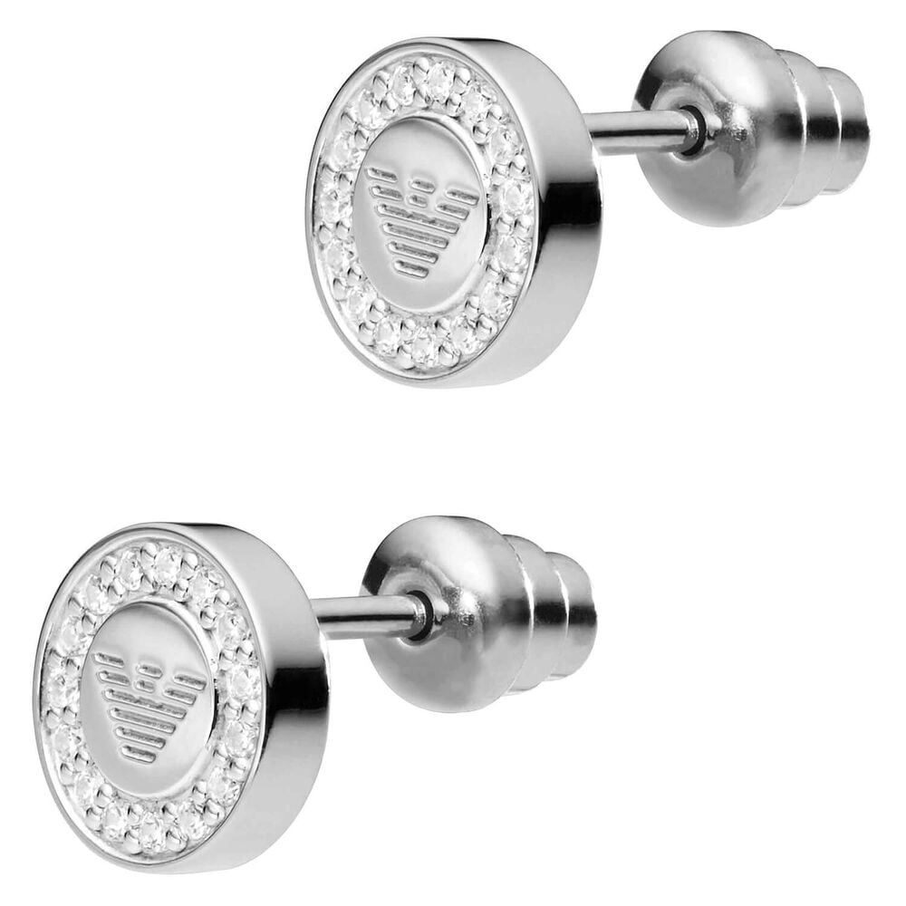 Emporio Armani Logo silver stud earrings