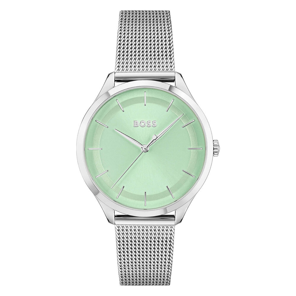 BOSS Pura 36mm Quartz Green Dial Steel Case Mesh Bracelet Watch image number 0