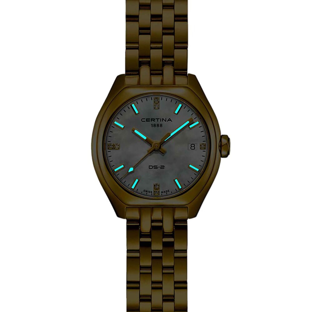 Certina DS-2 25mm White Mother of Pearl Dial Gold Tone Steel Bracelet Watch