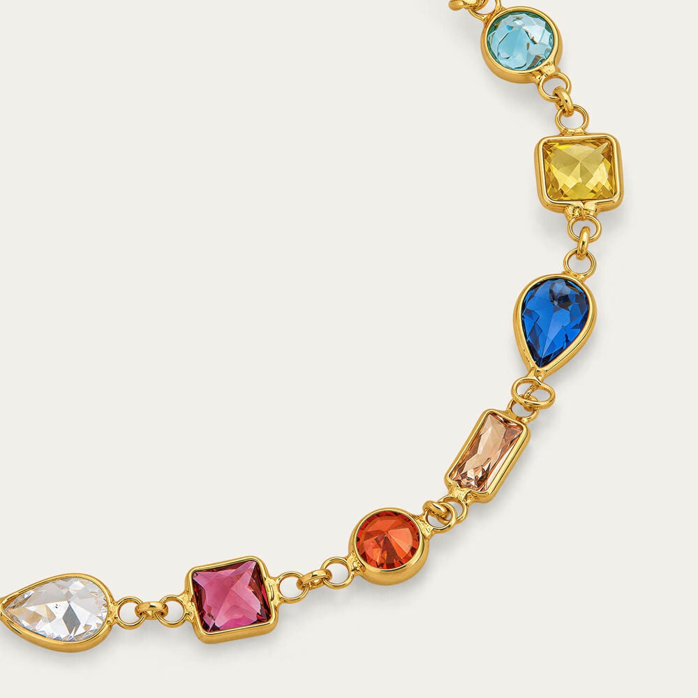 Yellow Gold Plated Sterling Silver Mullti Shape Colour Cubic Zirconia Bracelet