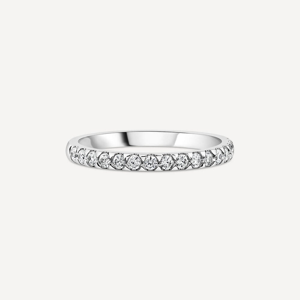 Platinum 2mm 0.25ct Diamond Triangle Claw Wedding Ring image number 2