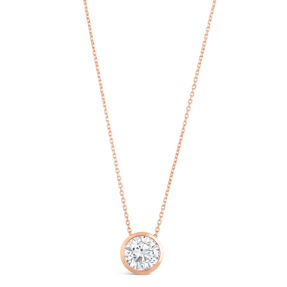 9ct Rose Gold Rub-Over Cubic Zirconia Set Pendant (Chain Included)