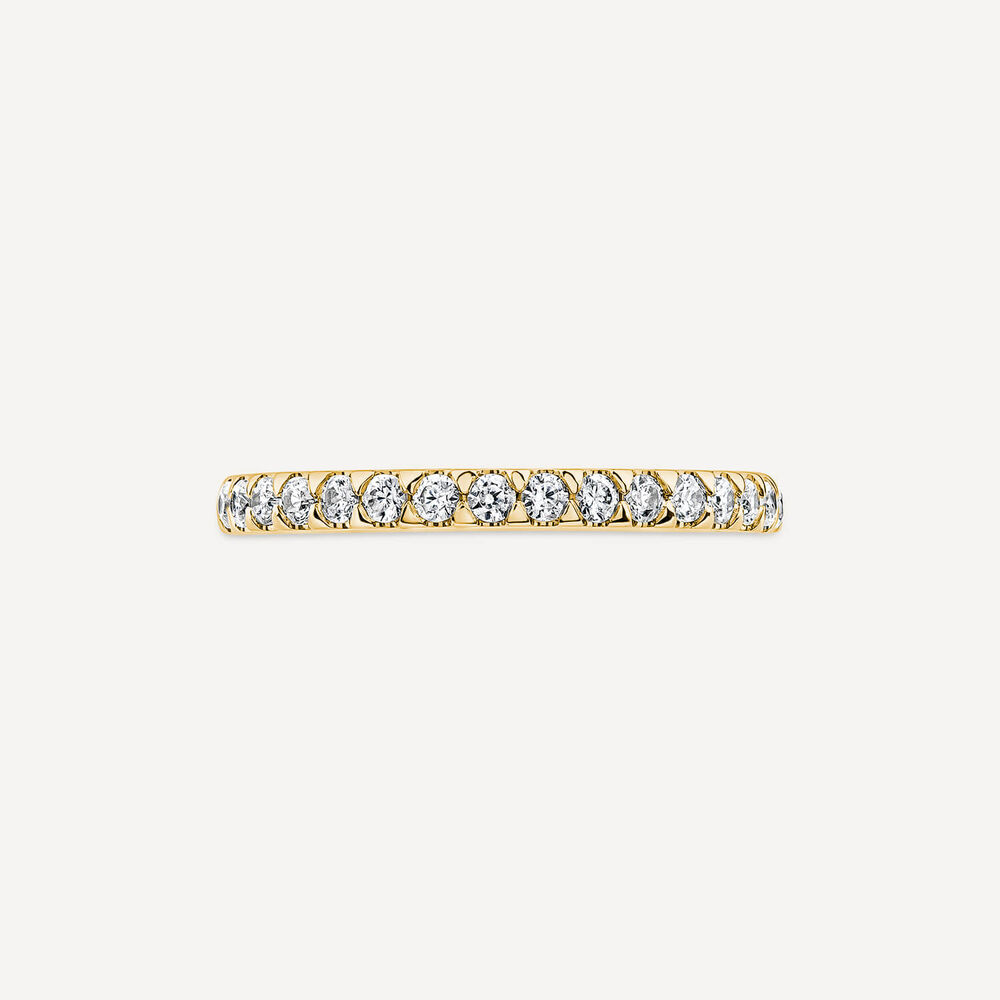 18ct Yellow Gold 2mm 0.25ct Diamond Triangle Claw Wedding Ring- (Special Order) image number 1