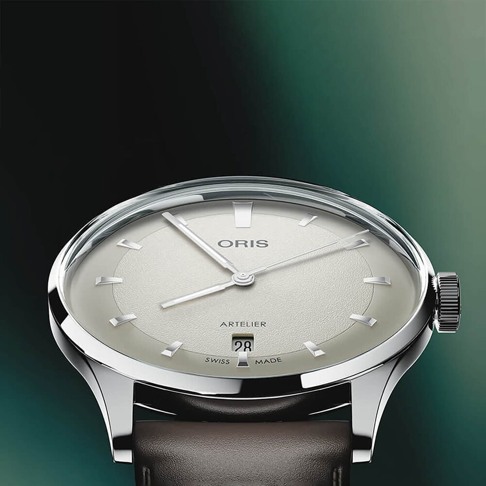 Oris Artelier Date 38mm White Dial Black Leather Strap Watch