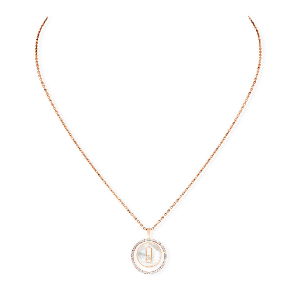 Messika Lucky Move 18ct Rose Gold 0.16ct Diamond & Mother of Pearl Necklace