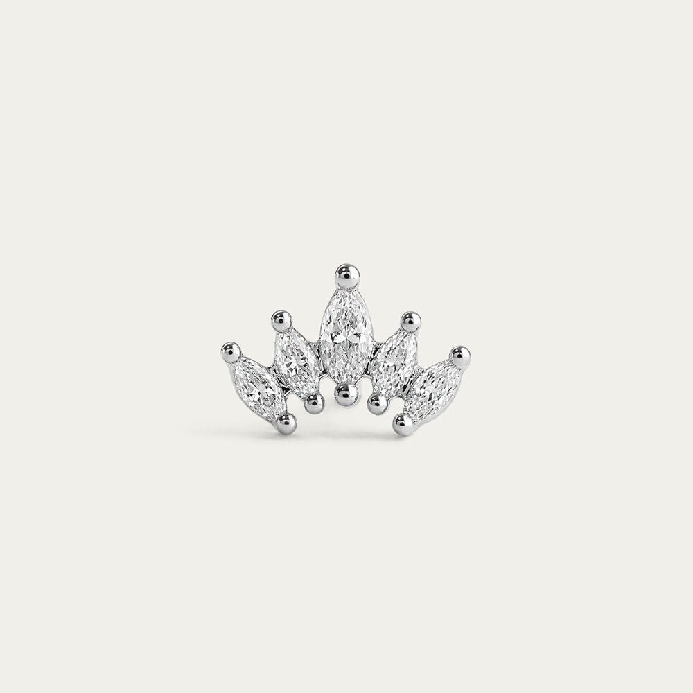Sterling Silver Marquise Cubic Zirconia Cluster Single Stud Earring