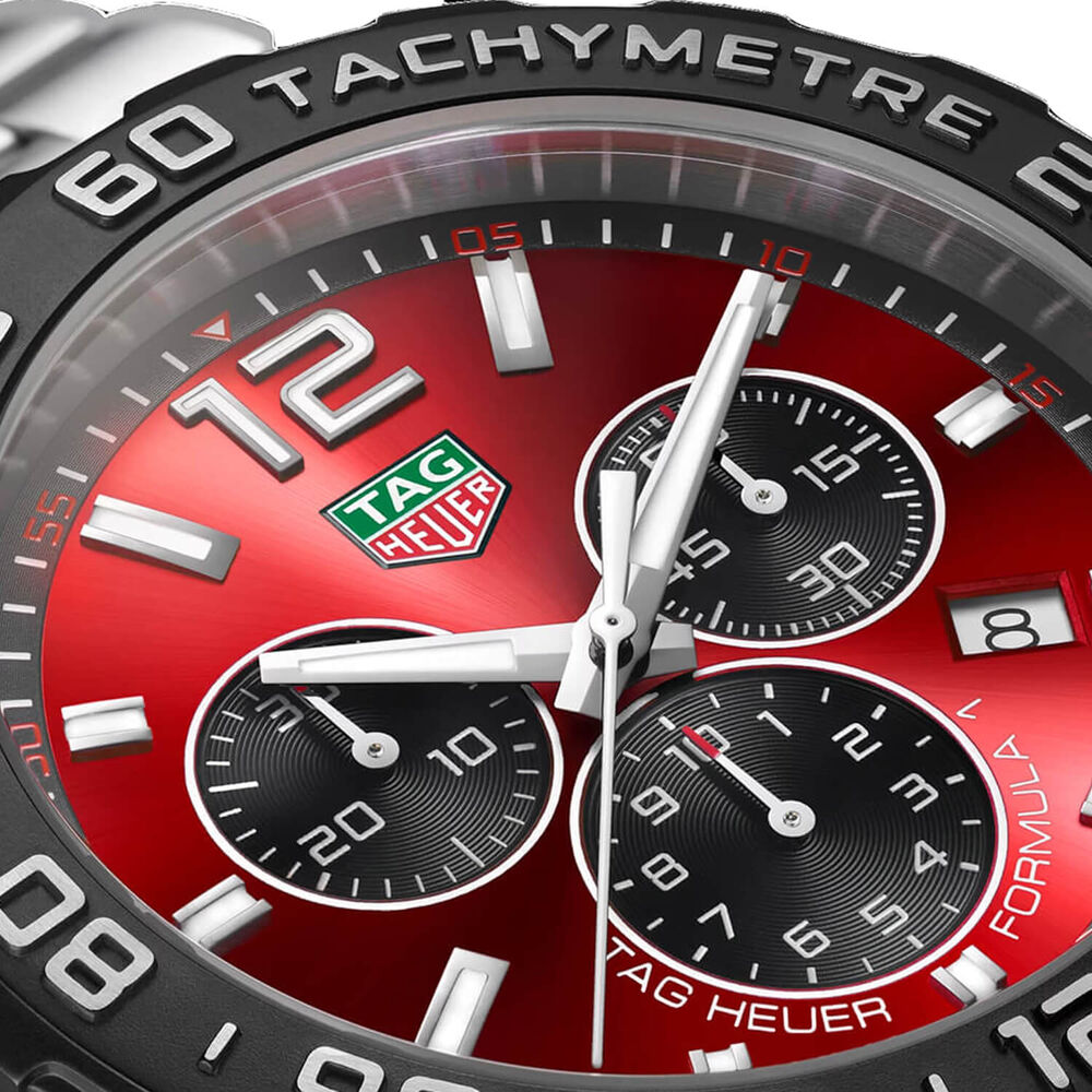 TAG Heuer Formula 1 Chronograph 43mm Red Dial Stainless Steel Bracelet Watch image number 2