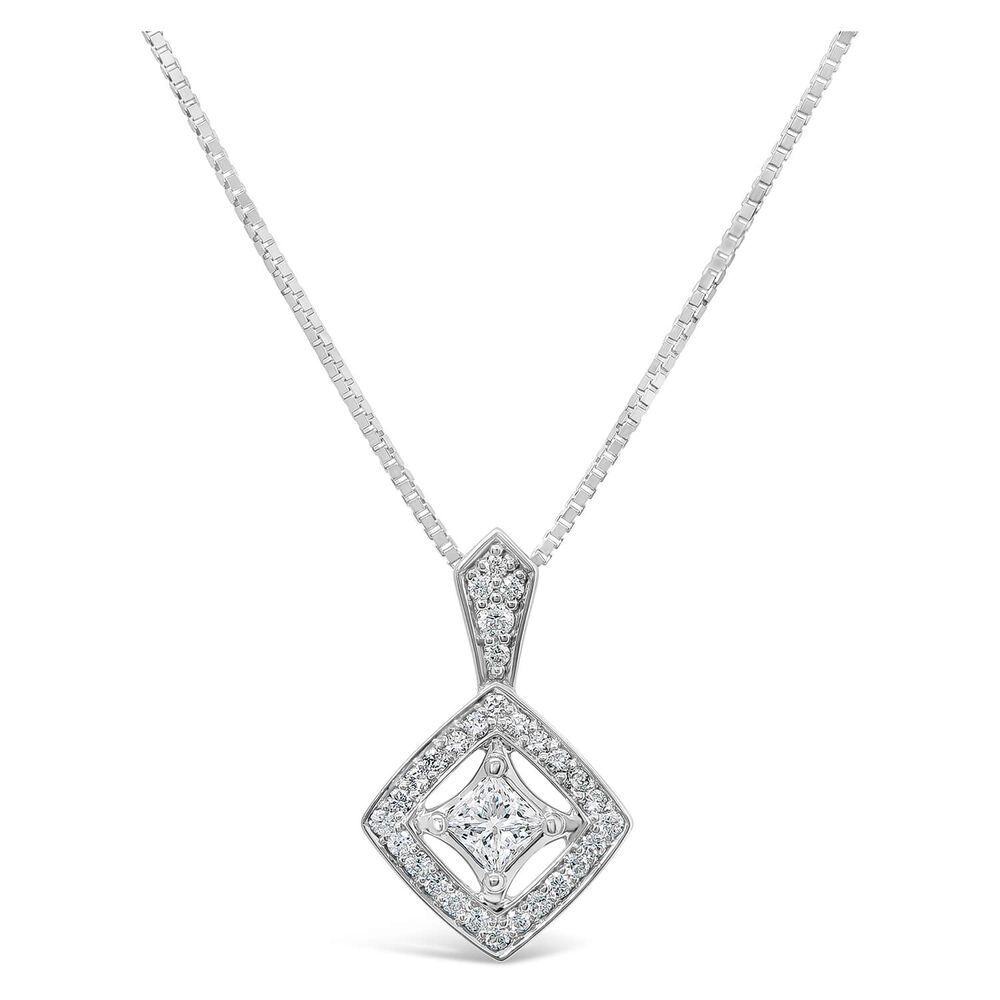 Northern Star 18ct White Gold 0.33ct Diamond Shape Halo Pendant image number 0