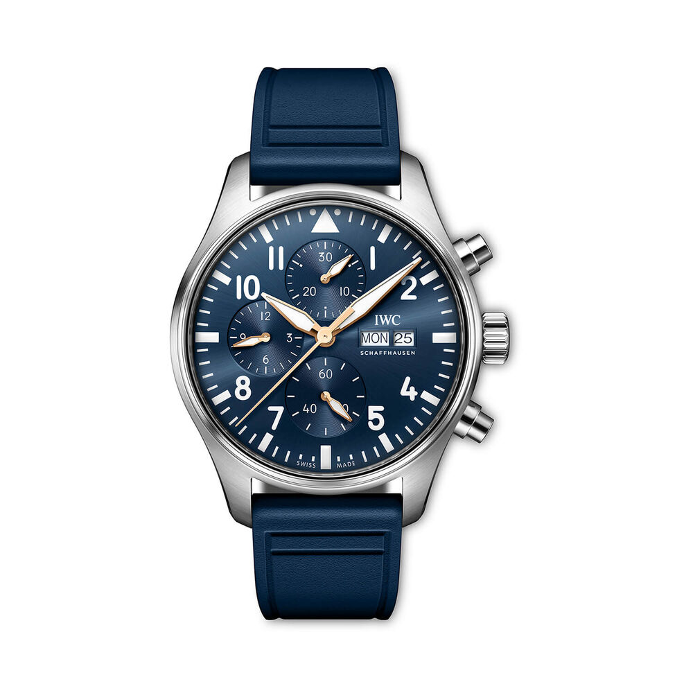 IWC Schaffhausen Pilot's Chronograph Le Petit Prince 43mm Blue Dial & Rubber Strap Watch
