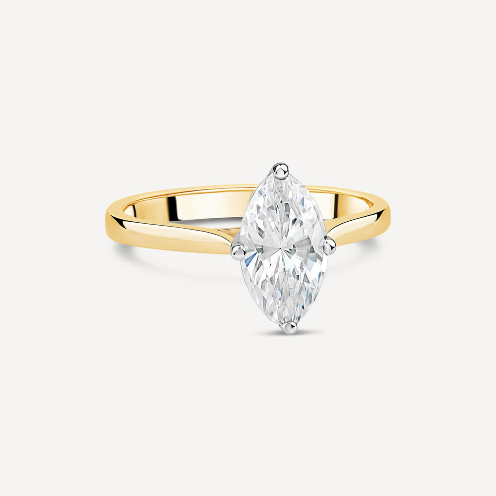 Born 18ct Yellow Gold 1.00ct Marquise Solitaire Diamond Ring image number 2