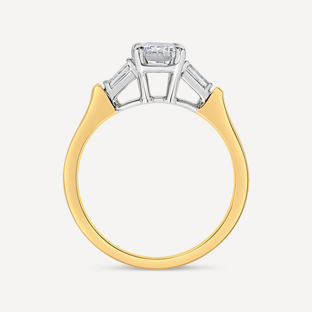 Born 18ct Yellow Gold 1.38ct Lab Grown  Emerald Cut & Baguette Diamond Sides Ring image number 3