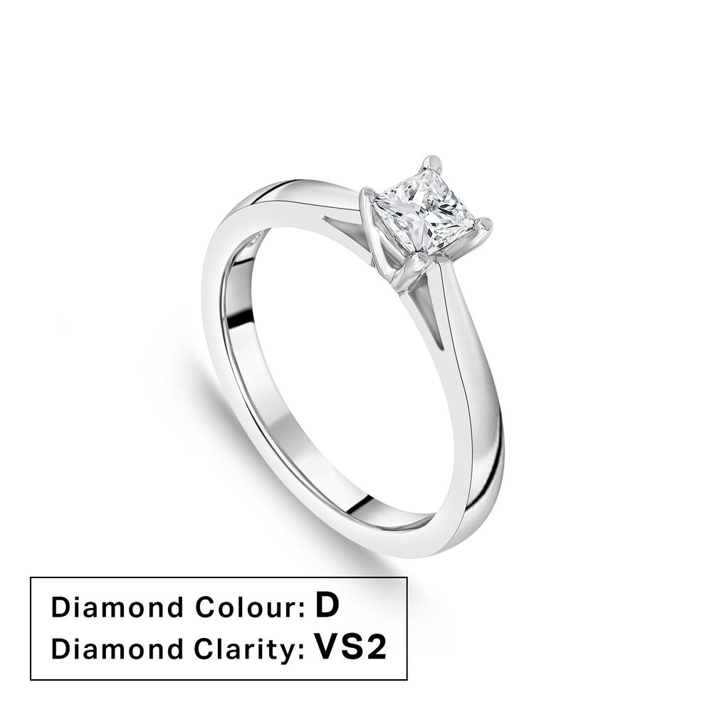 Platinum 0.51ct Princess Diamond Four Claw Solitaire Ring