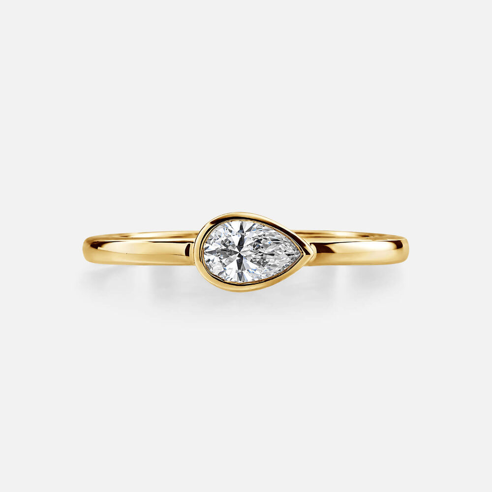 Born Contour 9ct Yellow Gold 0.25ct Pear Lab Grown Diamond Bezel Set Ring