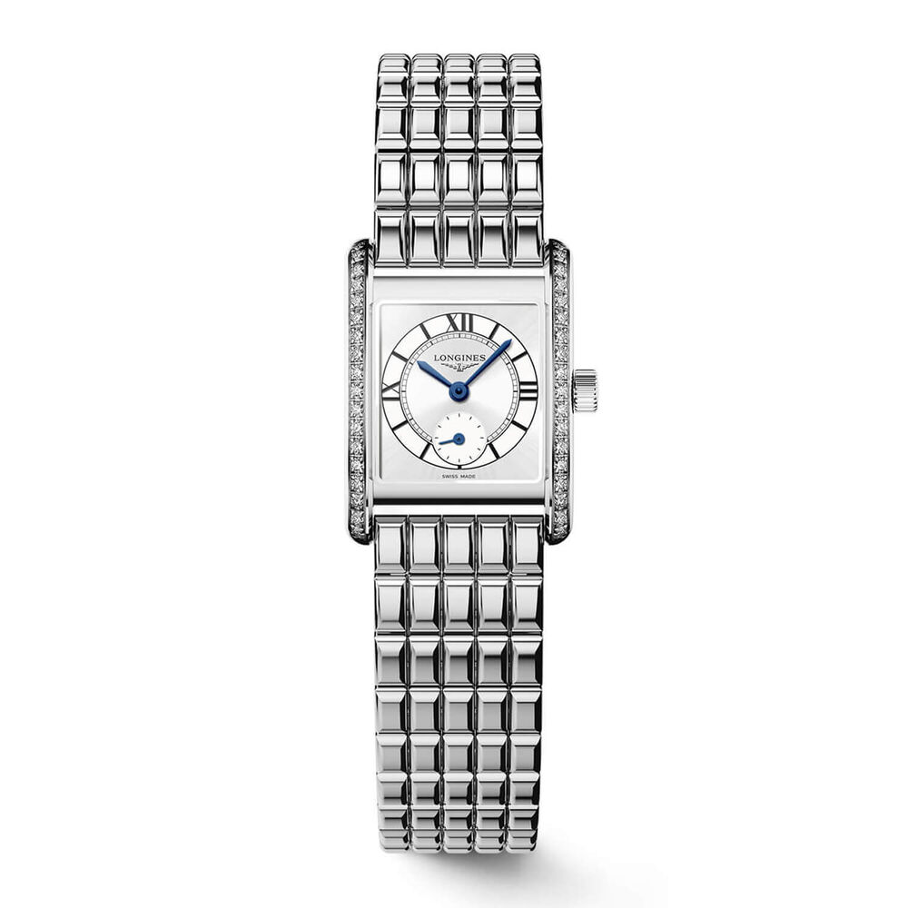 Longines MiniDolcevita 2023 29x21.5mm Silver "flinqué" Cosmo Circle Dial Diamond Case Watch