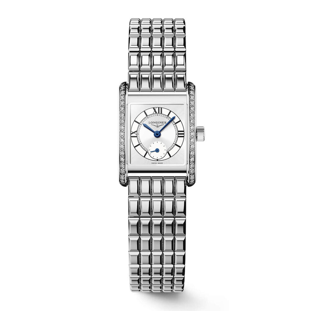 Longines MiniDolcevita 2023 29x21.5mm Silver "flinqué" Cosmo Circle Dial Diamond Case Watch image number 0