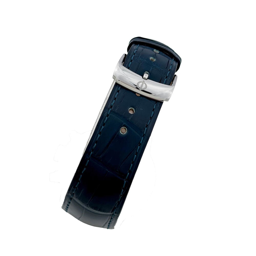 Pre-Owned Baume & Mercier Classima Chronograph 42mm White Dial Blue Leather Strap Watch image number 2