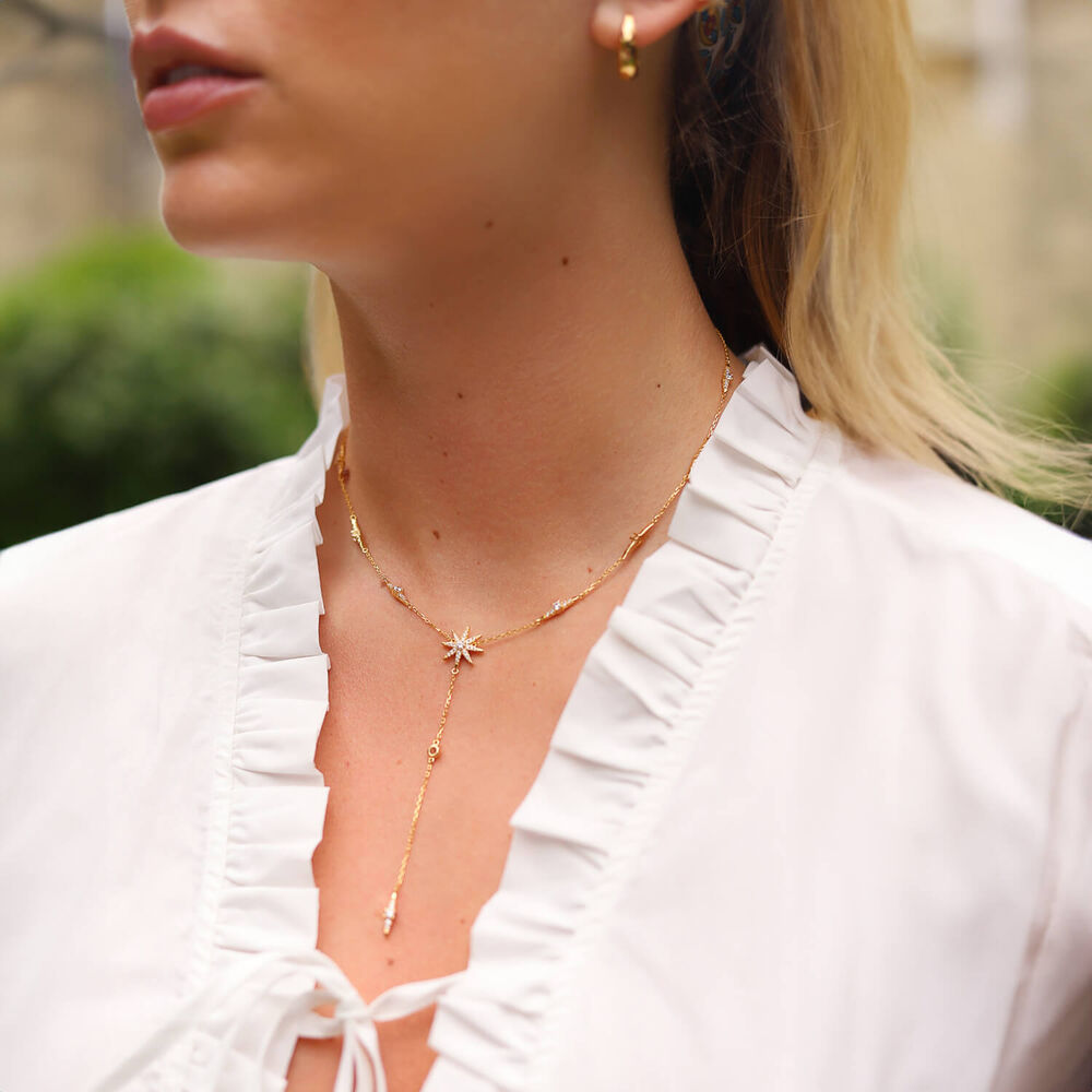 CARAT* London Yellow Gold Vermeil Cubic Zirconia Star Necklace