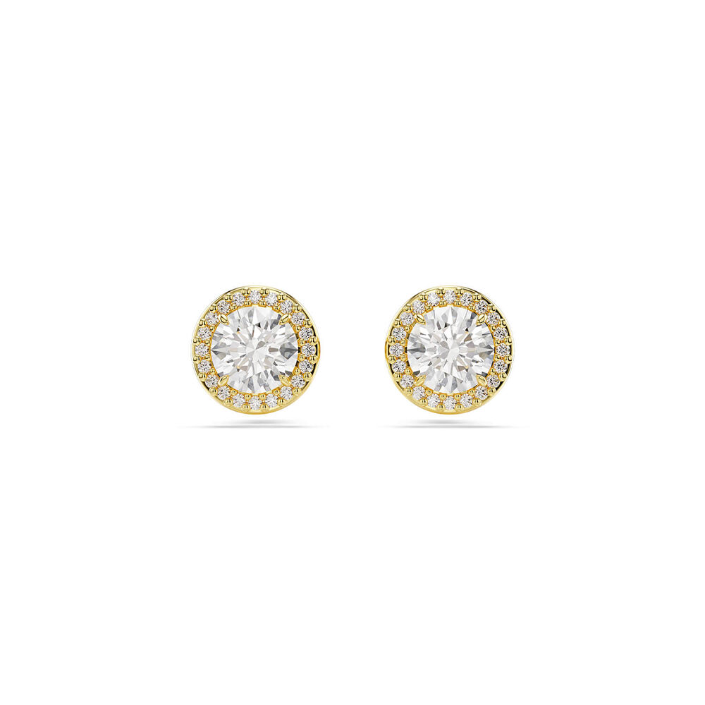 Swarovski Una Angelic Round Cubic Zirconia 18ct Yellow Gold Finished Stud Earrings