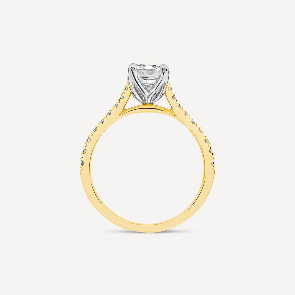Born 18ct Yellow Gold Lab Grown 1.70ct Emerald Cut & Diamond Sides Ring image number 3