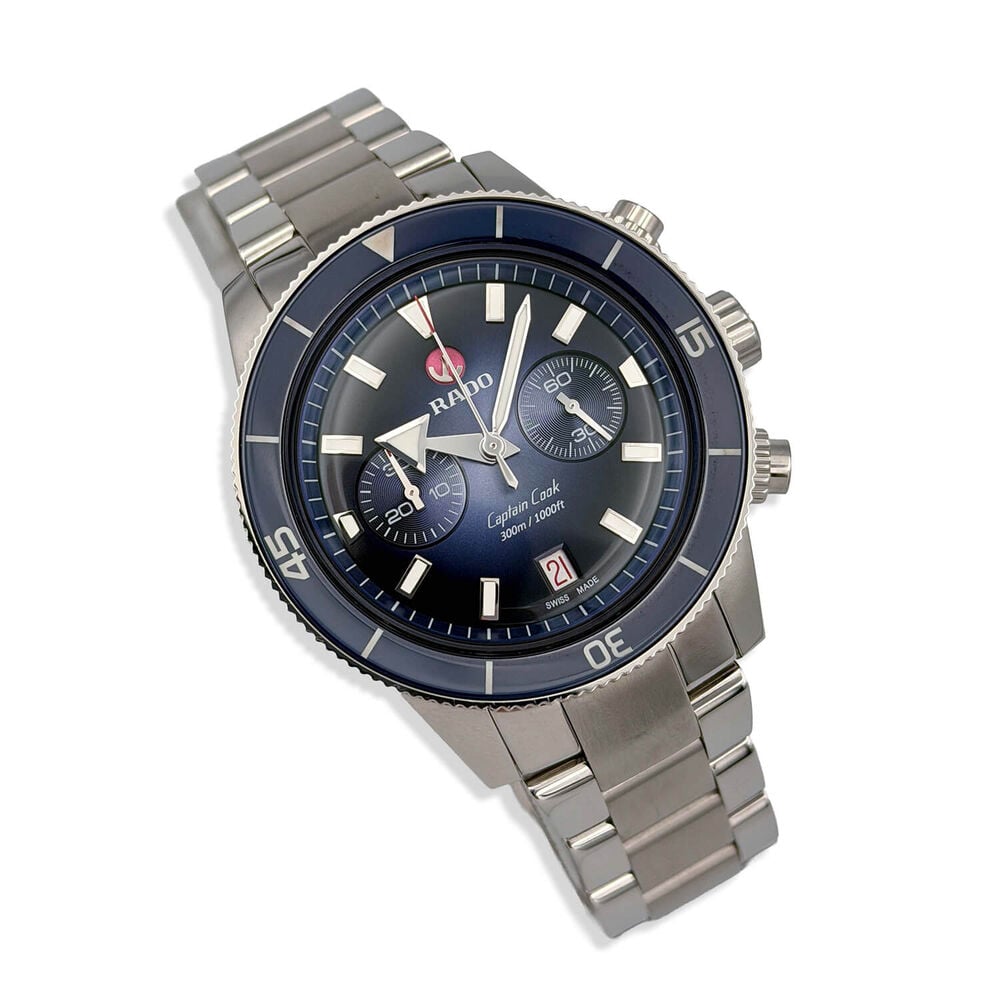 Pre-Owned Rado Captain Cook Chronograph 43mm Blue Dial Bracelet Watch