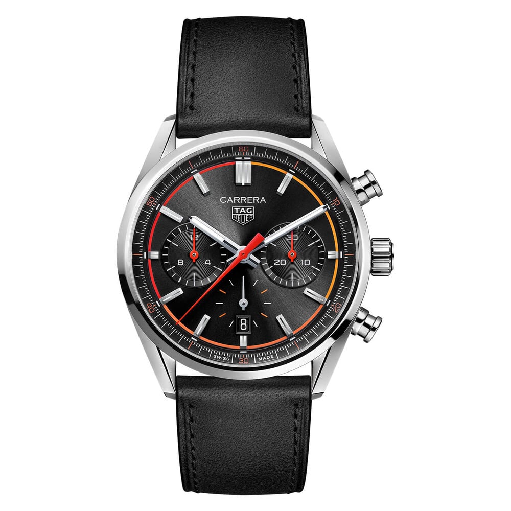 TAG Heuer Carrera 42mm Black Dial & Strap Red Detail Watch image number 0