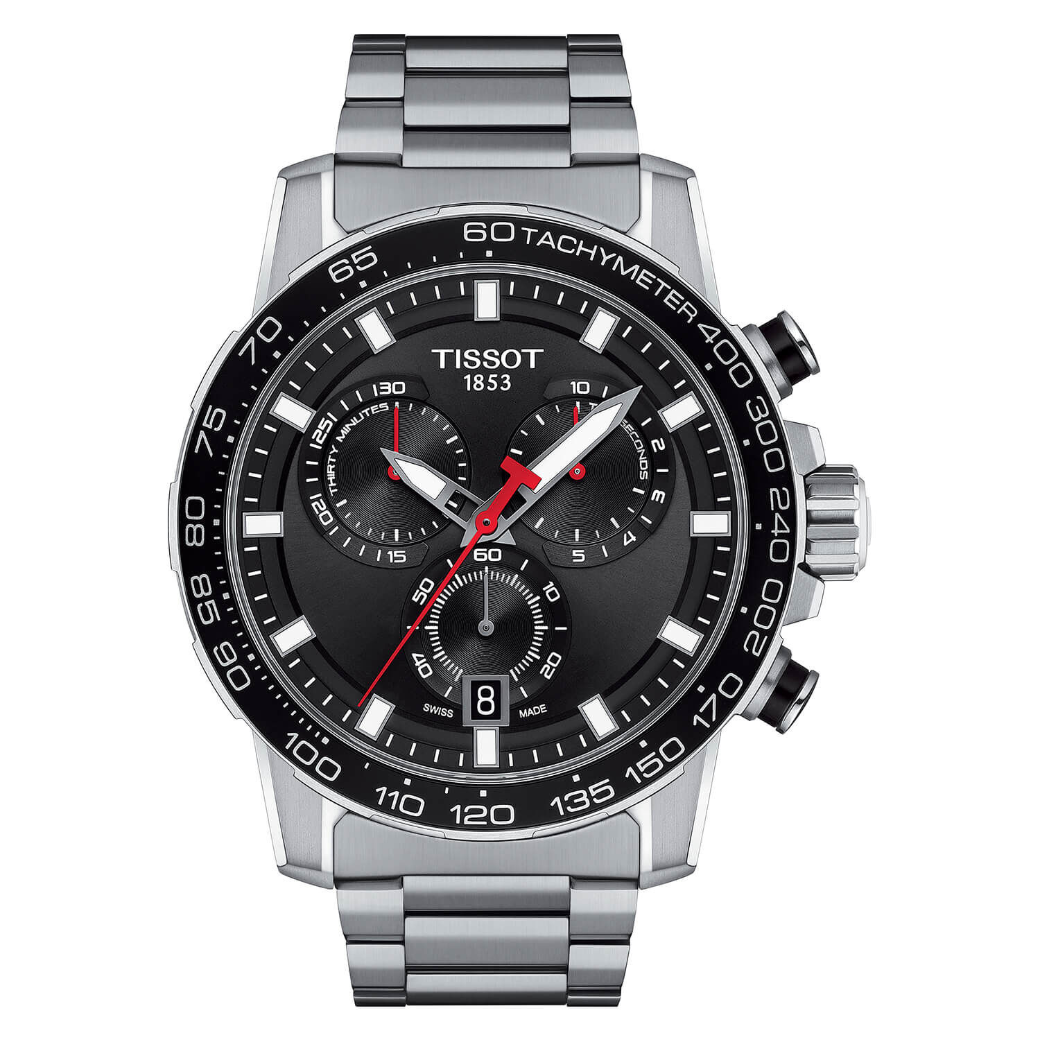 Tissot Supersport Chrono 45mm Black Dial Bracelet Watch