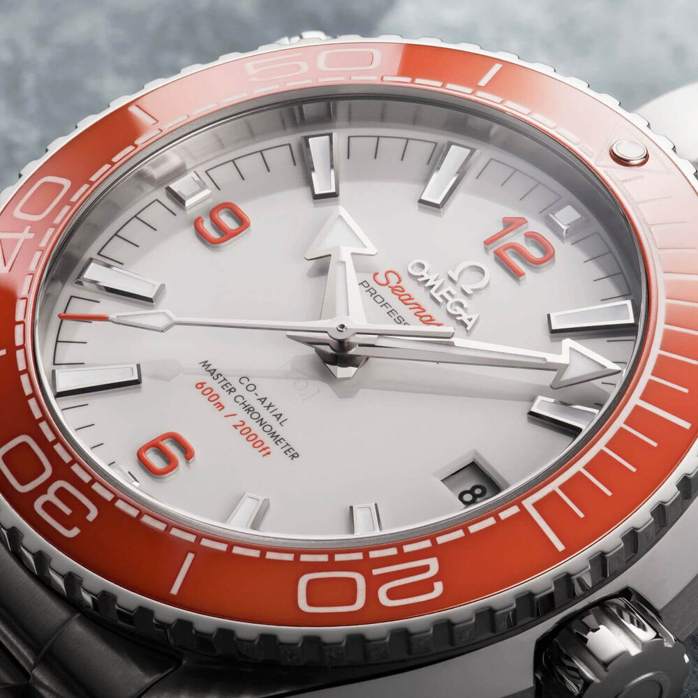 Omega Seamaster Planet Ocean White Dial Mens Silver Bracelet Watch image number 3
