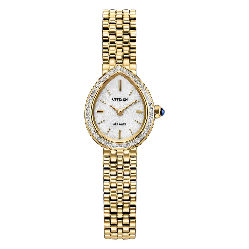 Citizen L Rainell 20mm White Dial Diamond Set Bezel Gold Tone Steel Bracelet Watch