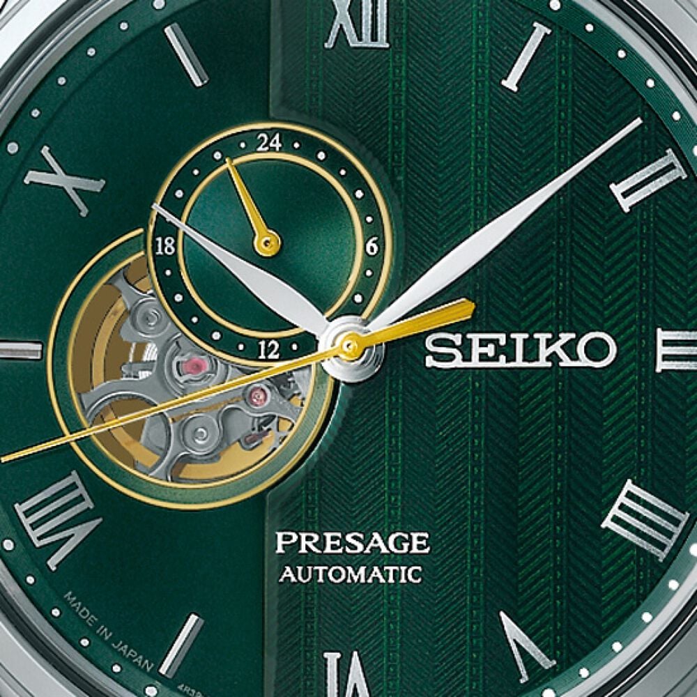 Seiko Presage 'Japanese Zen Gardens' 41.8mm Fern Green Dial Steel Bracelet Watch image number 1