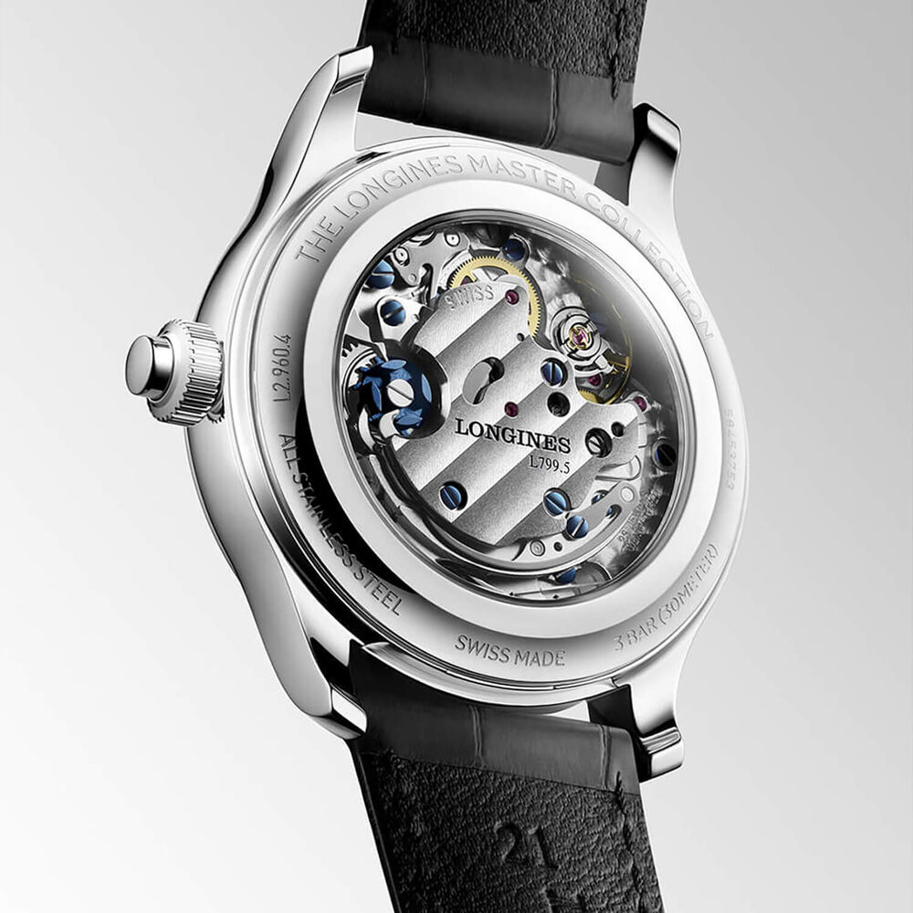 Longines Master Collection Chrono Moonphase 41mm Silver Barleycorn Dial Steel Bracelet Watch