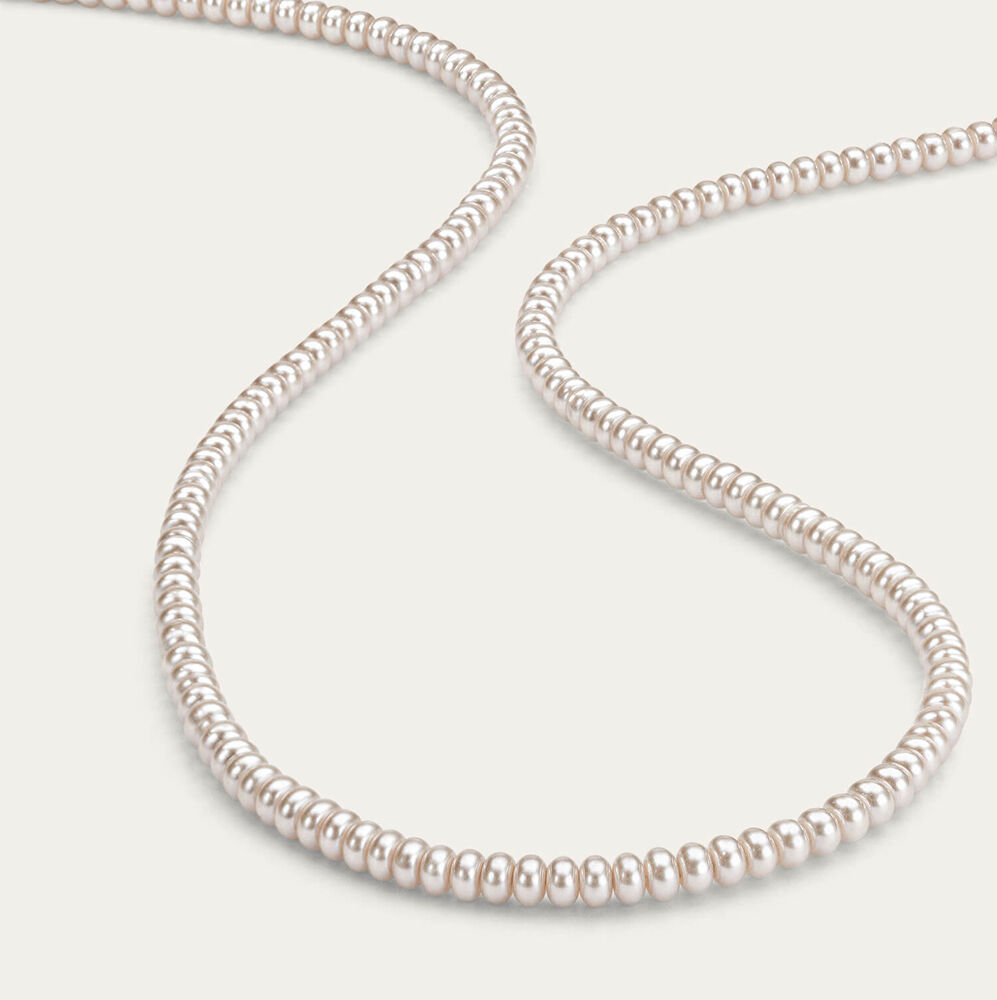 Sterling Silver Oval Freshwater Pearl Strand Necklet