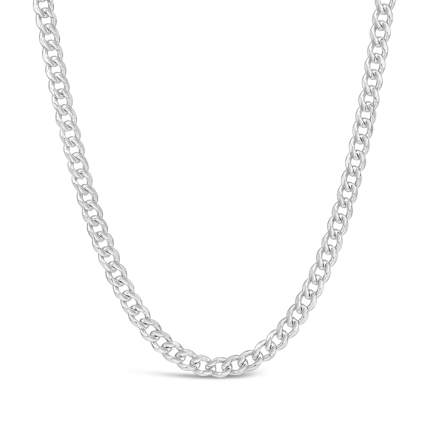 Sterling Silver Curb Diamond Cut 20 Chain Necklace
