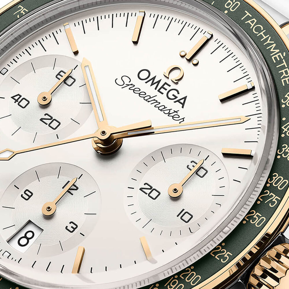 OMEGA Speedmaster 38mm Silver Dial Steel & Moonshine Gold Bracelet Watch