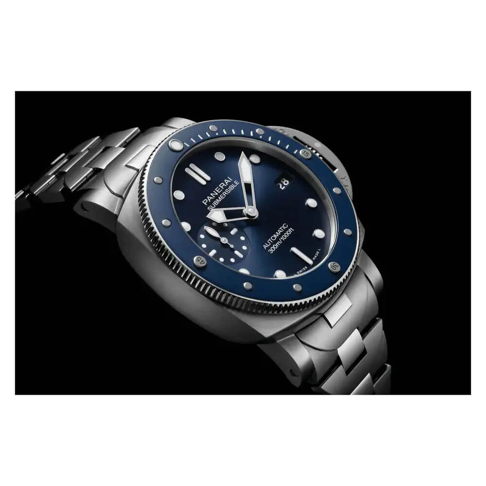 Panerai Submersible 42mm Blu Notte Blue Dial Silver Bracelet Watch image number 5
