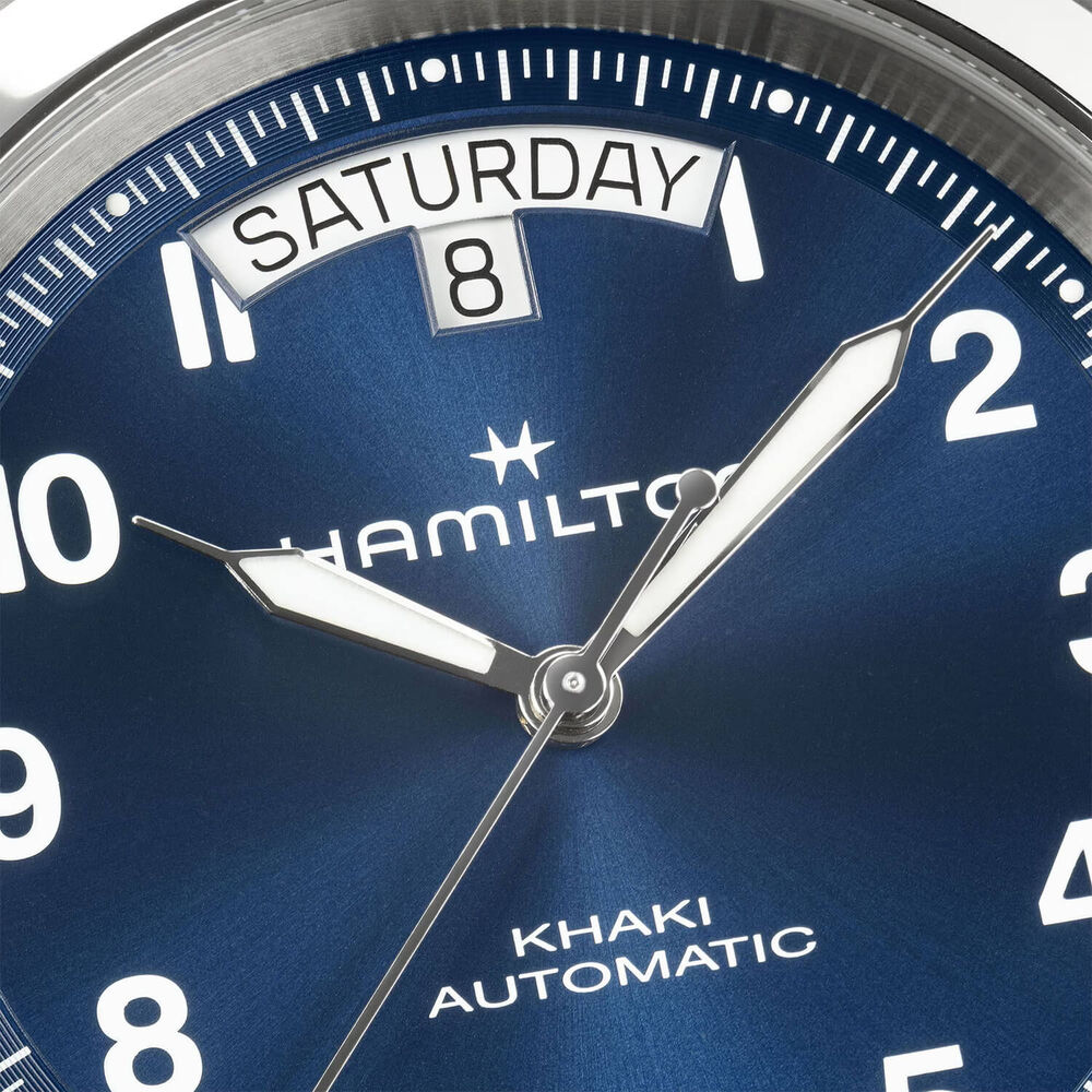 Hamilton Khaki Field King Day-Date 40mm Blue Dial Brown Leather Strap Watch