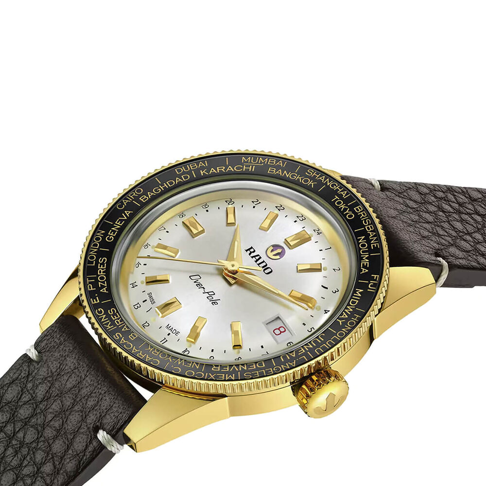 Rado Captain Cook Over-Pole Limited Edition 39mm Gold PVD Steel Bracelet & Leather Strap Watch image number 2