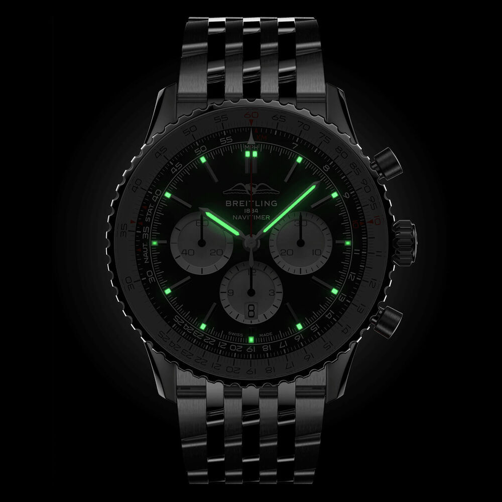 Breitling Navitimer B01 Chronograph 46 Black Dial Silver Details Steel Bracelet Watch image number 4