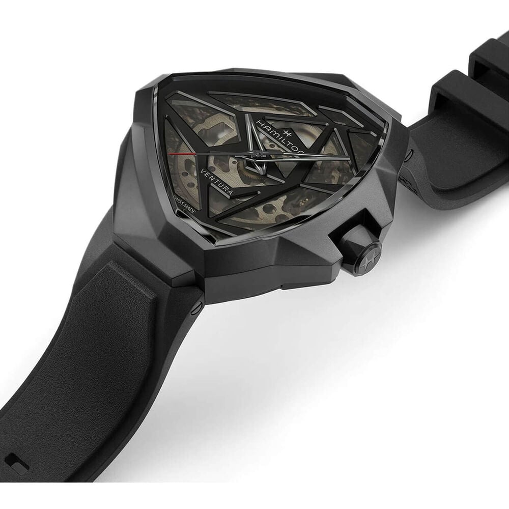 Hamilton Ventura Edge Skeleton 51x47mm Dial Black Rubber Strap Watch