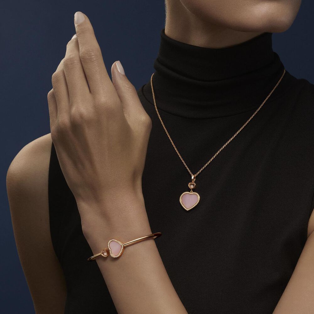 Chopard Happy Hearts Pink Opal Heart 0.19ct Diamond 18ct Rose Gold Bangle image number 3