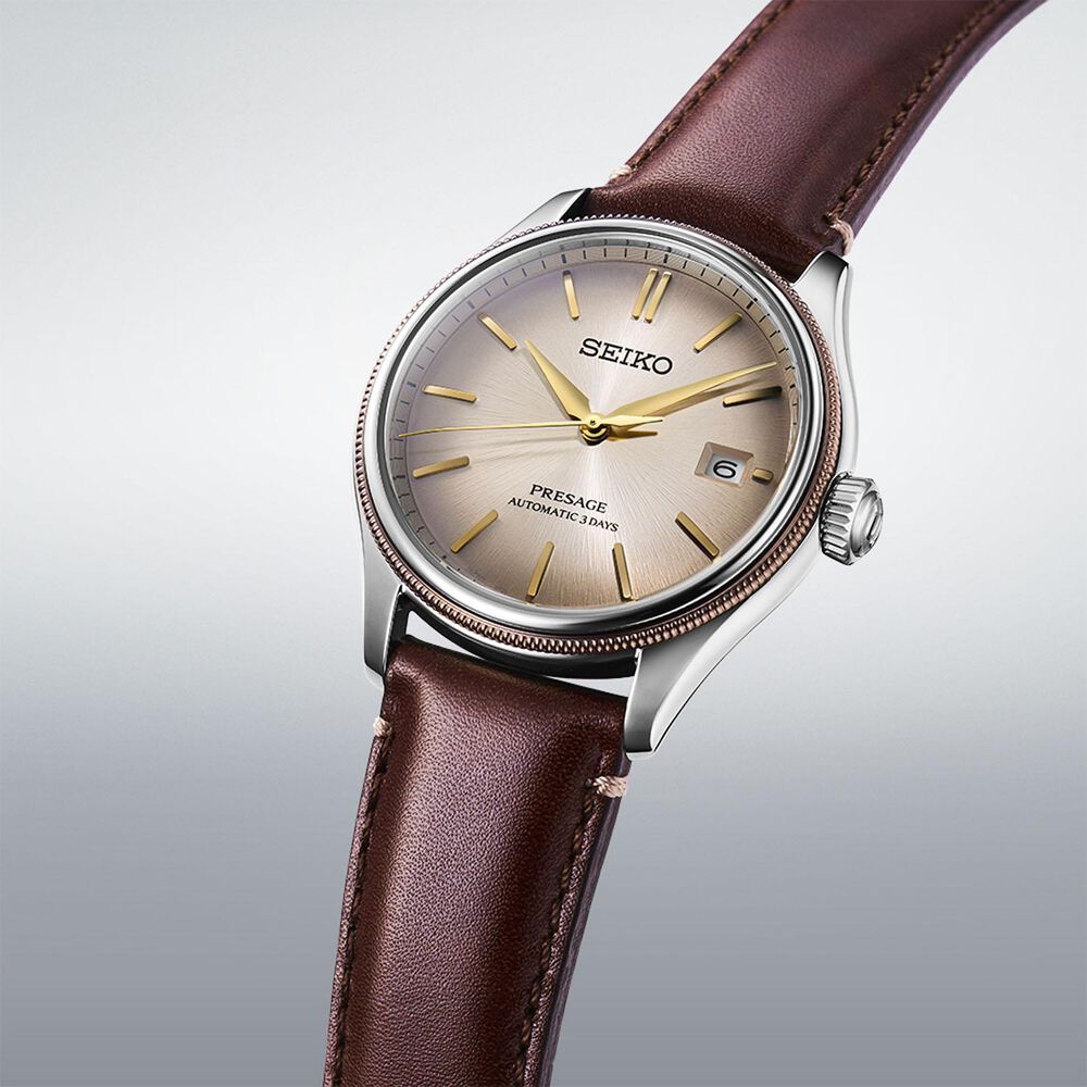 Seiko Presage Classic Limited Edition Shiracha 40mm Dial Brown Leather Strap Watch image number 2