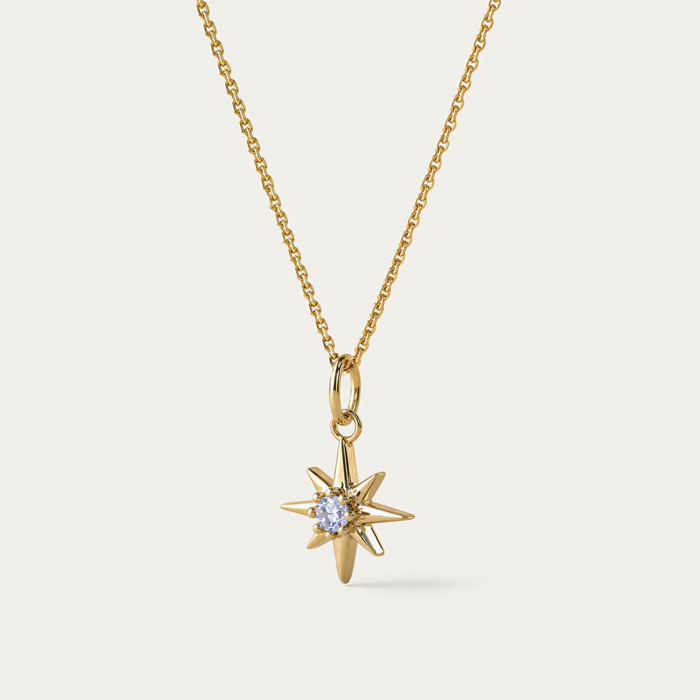 Yellow Gold Plated Sterling Silver Cubic Zirconia Star Pendant