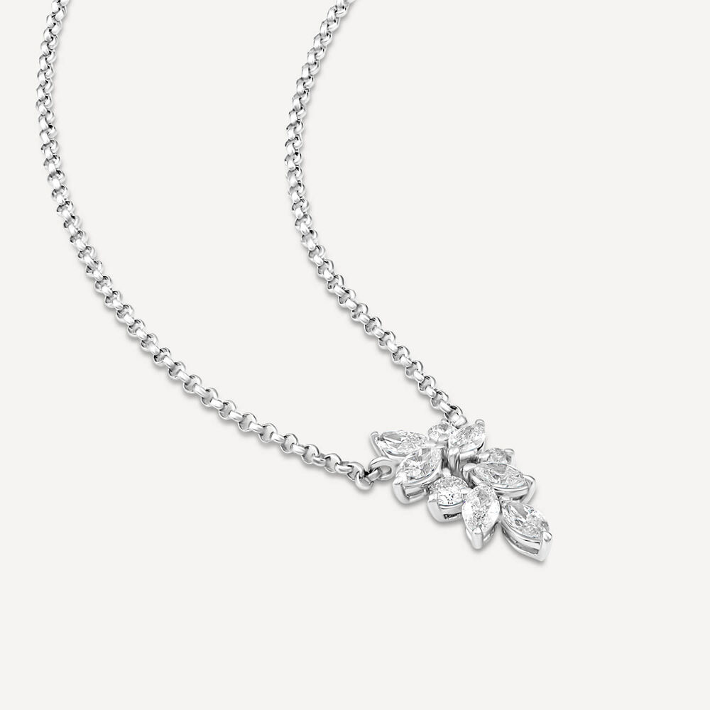9ct White Gold 0.45ct Diamond Mixed Cuts Leaf Necklet image number 3