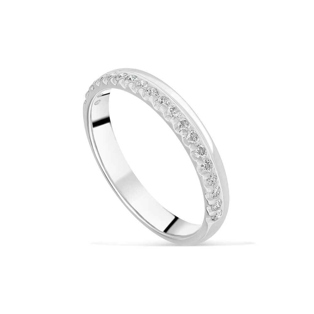 Platinum 3mm 0.20ct Round Offset Diamond Wedding Ring image number 0