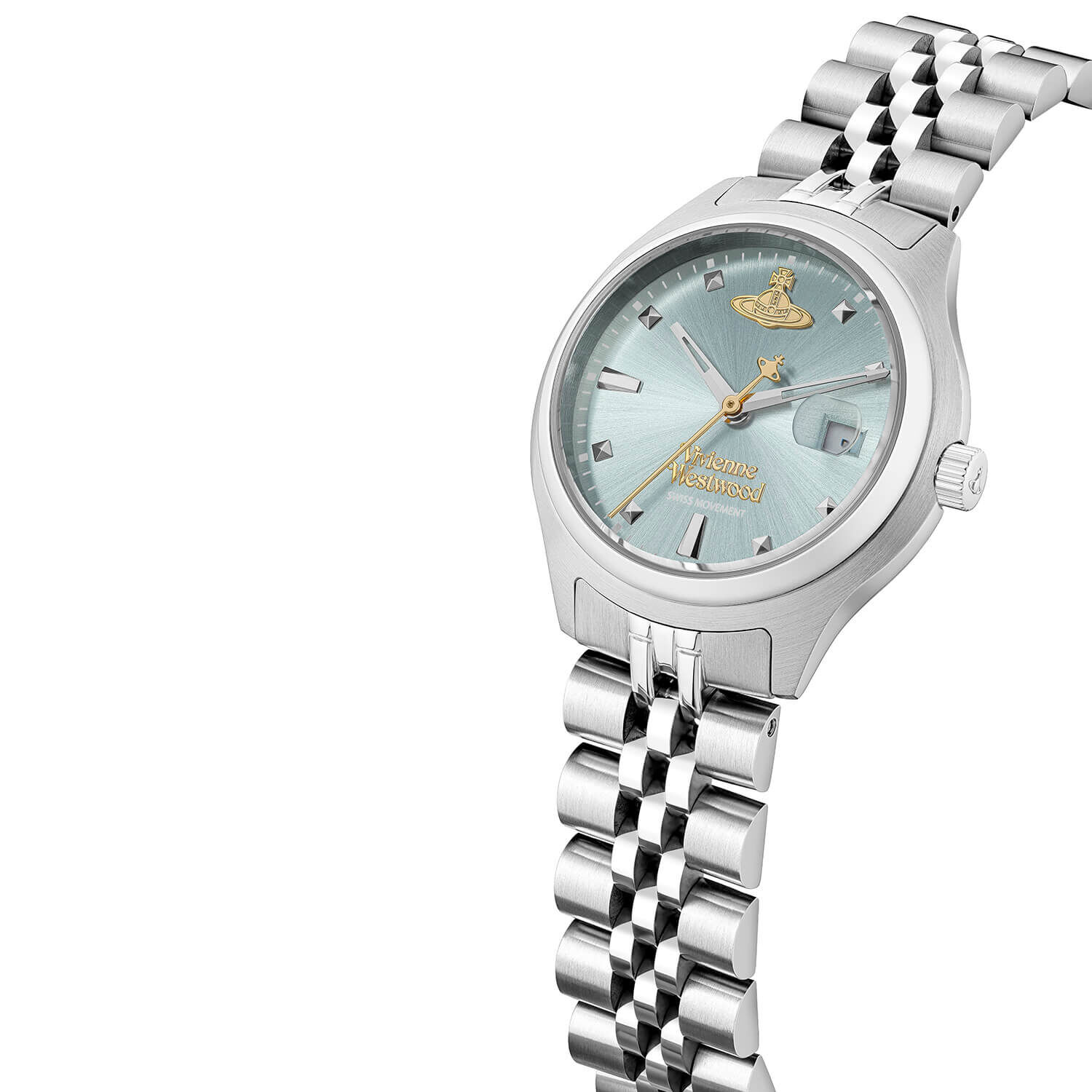 アクセサリー 021102 vivienne westwood JOYCELYN SMAL VW Little Camberwell 29mm Blue Dial Steel Bracelet Watch