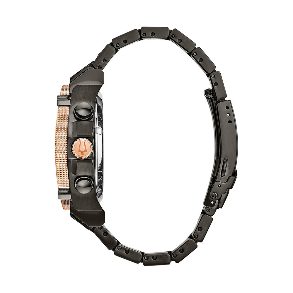 Bulova Icon Precisionist Diamond 46mm Black Dial Rose Gold Toned Bezel Steel Bracelet Watch image number 3
